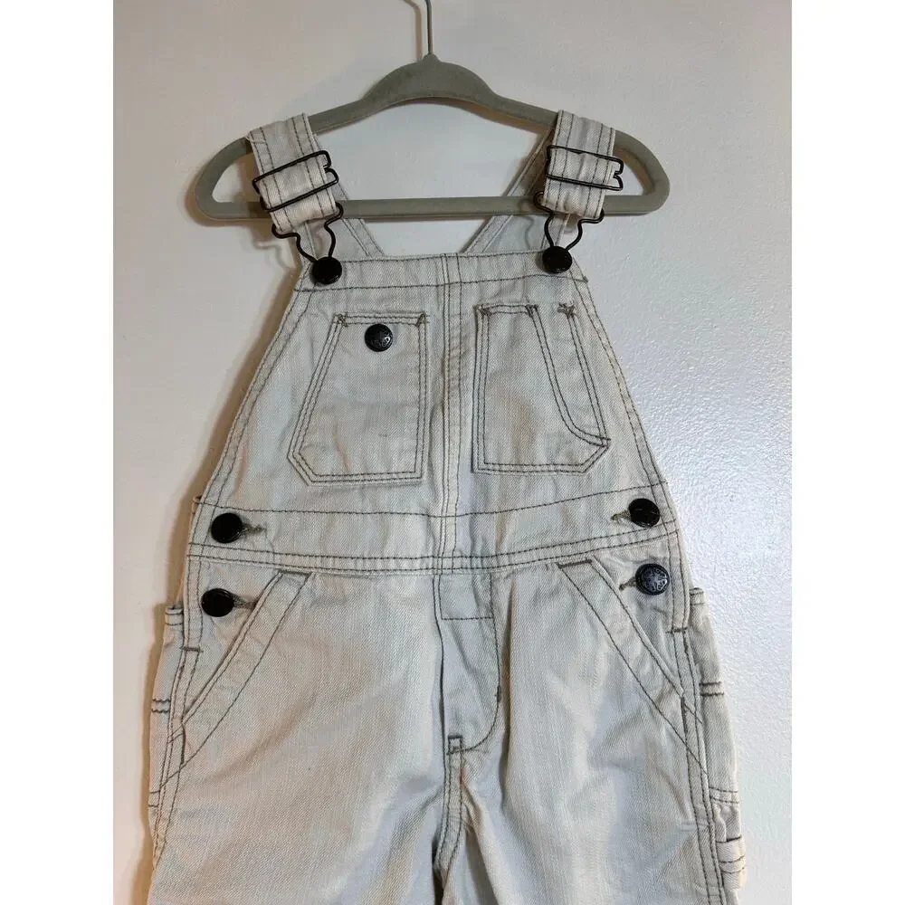 OSHKOSH B’GOSH Boy’s Vestbak Light Gray Bib Overalls / Size: 2T